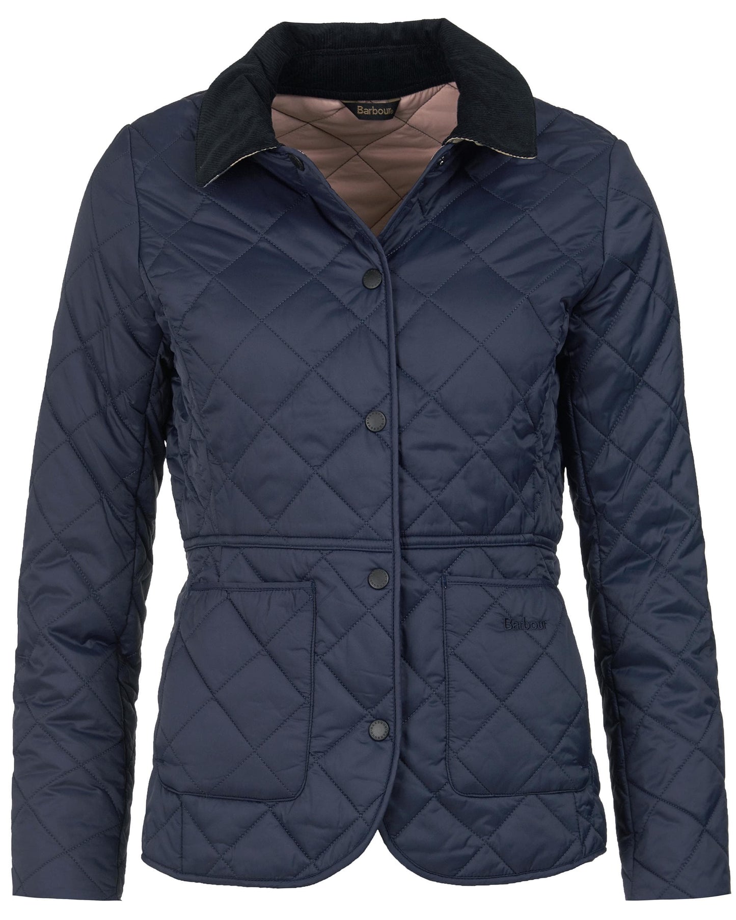 Barbour Deveron Quilted Womens Jacket - Navy/Pale Pink