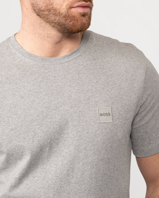 BOSS Orange Tales Mens Cotton-Jersey T-shirt With Logo Patch - Light/Pastel Grey 051