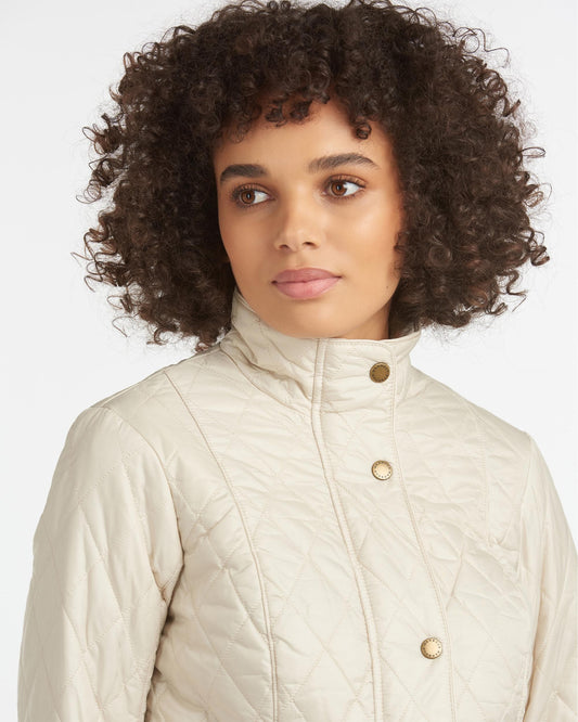 Barbour Flyweight Cavalry Quilted Ladies Jacket - Pearl/Stone
