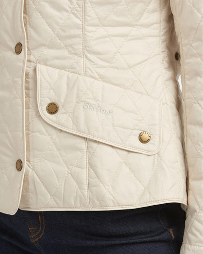 Barbour Flyweight Cavalry Quilted Ladies Jacket - Pearl/Stone