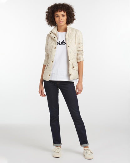 Barbour Flyweight Cavalry Quilted Ladies Jacket - Pearl/Stone
