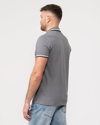 BOSS Green Paul Mens Short Sleeve Polo Shirt With Contrast Tipping - Medium Grey 036