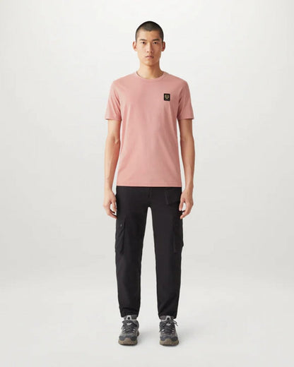 Belstaff Short Sleeved Mens Logo Patch T-Shirt - Rust Pink