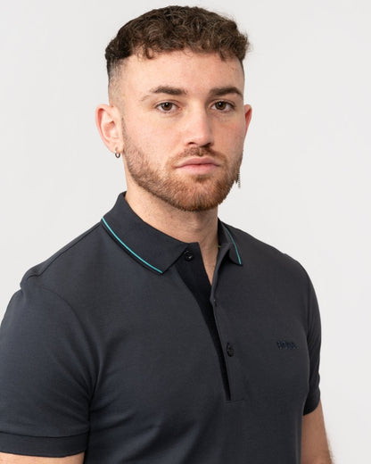 BOSS Green Paule 4 Mens Tipped Collar Polo Shirt - Dark Blue 403
