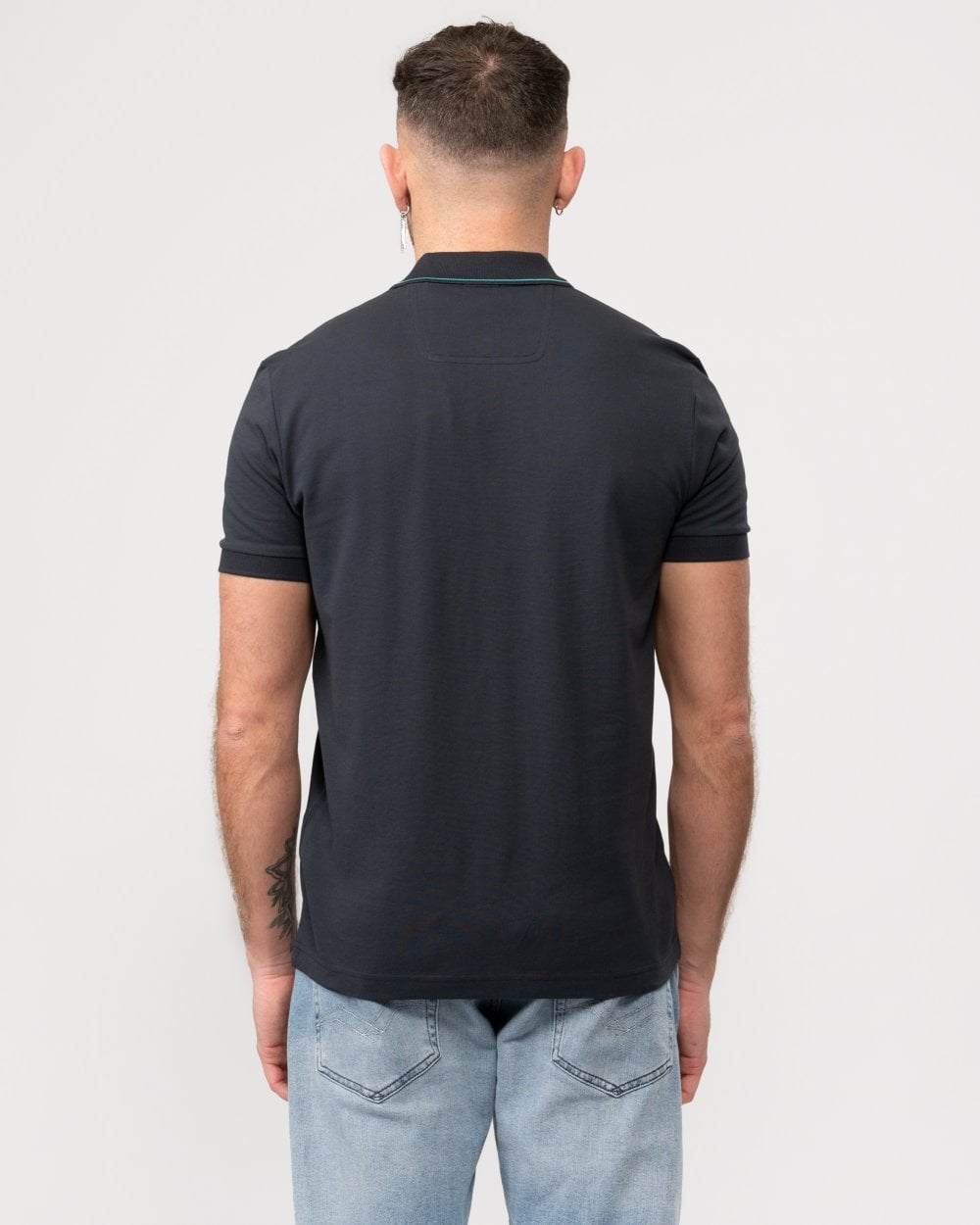 BOSS Green Paule 4 Mens Tipped Collar Polo Shirt - Dark Blue 403