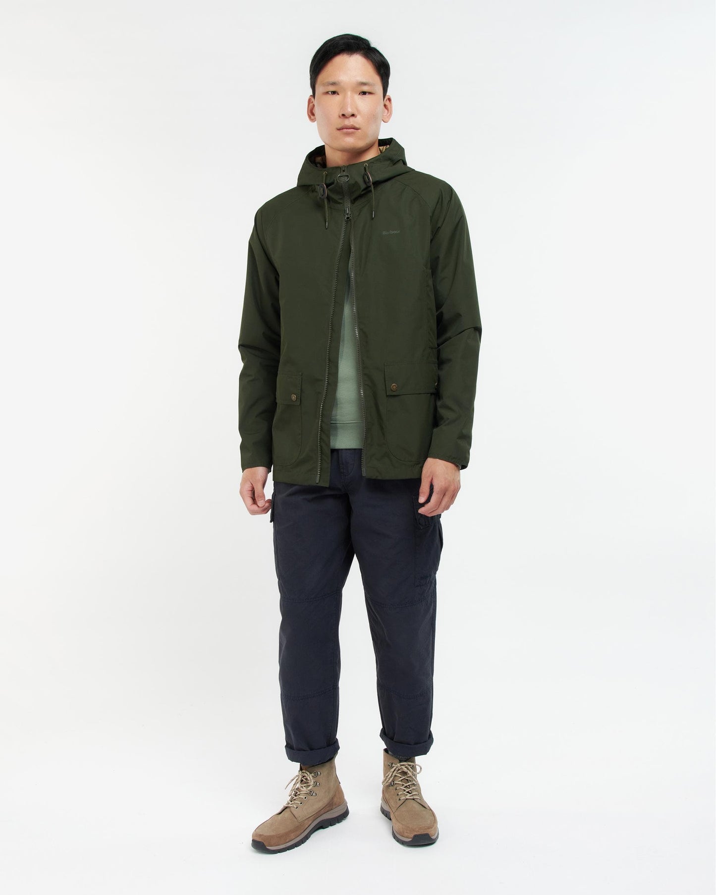 Barbour Hooded Domus Mens Waterproof Jacket - Sage/Dress