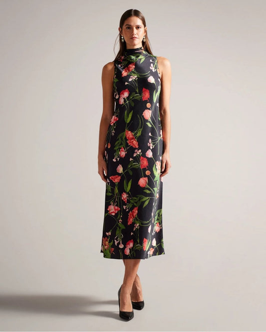 Ted Baker Connihh Womens Cowl Neck Midi Slip Dress