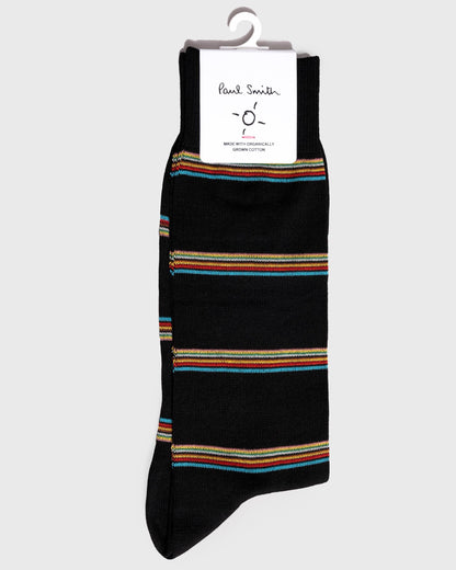 Paul Smith Mens Multi Signature Stripe Socks - 79 Black