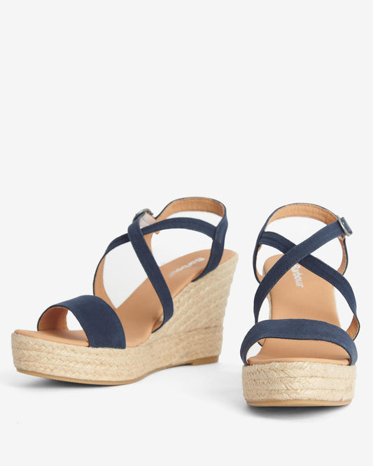 Barbour Lucia Womens Wedge Espadrilles - Dark Navy