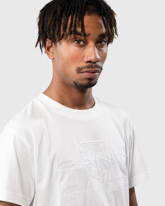 GANT Tonal Archive Shield Mens T-Shirt - 113 Eggshell