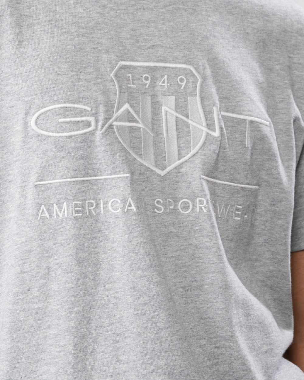 GANT Tonal Archive Shield Mens T-Shirt - 93 Grey Melange