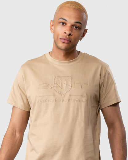 GANT Tonal Archive Shield Mens T-Shirt - 256 Hazelwood Beige