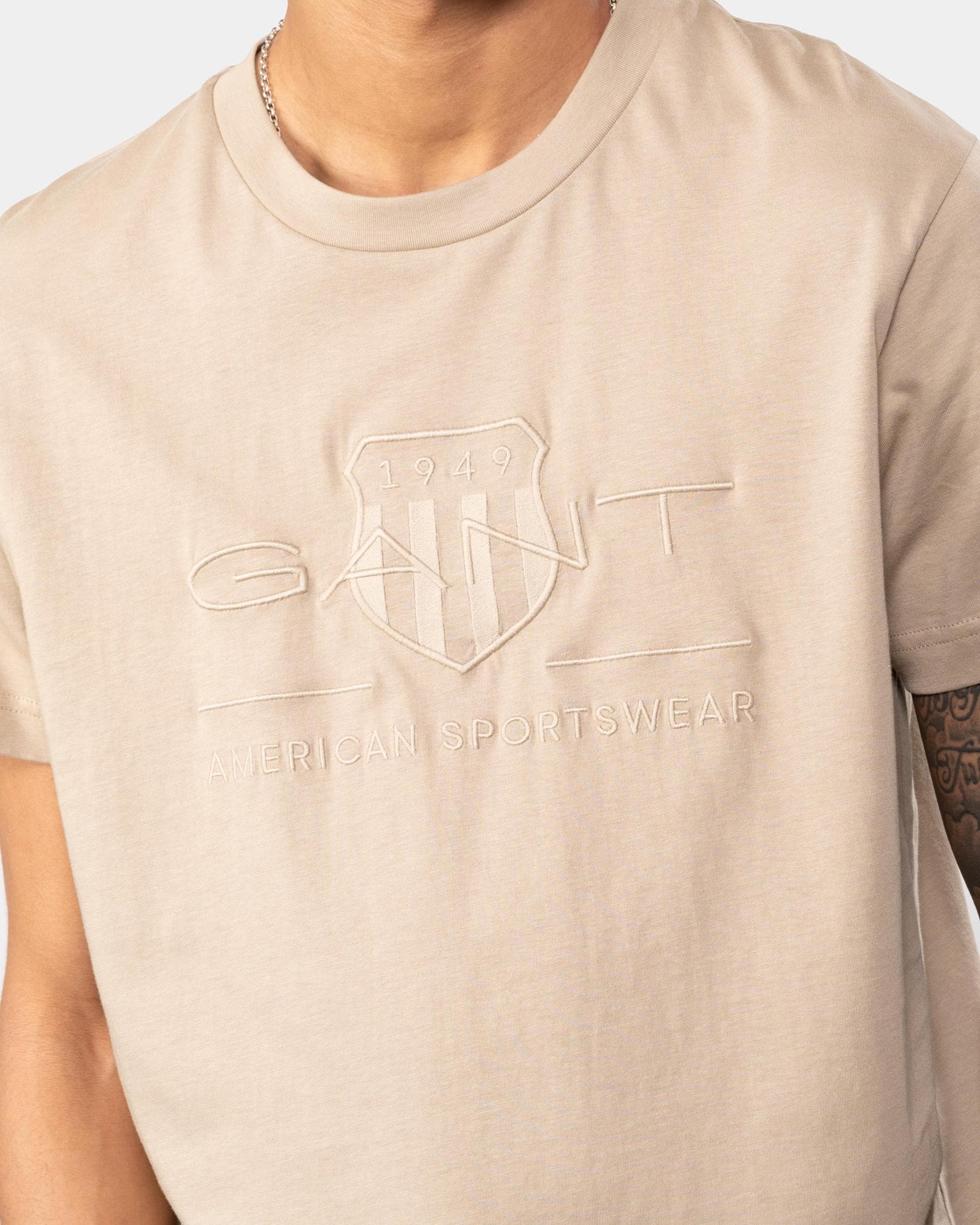 GANT Tonal Archive Shield Mens T-Shirt - 270 Concrete Beige