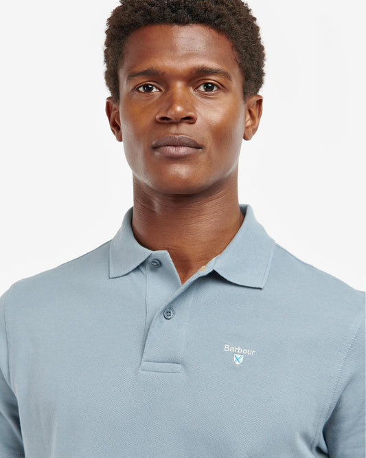 Barbour Mens Sports Polo Shirt - Washed Blue