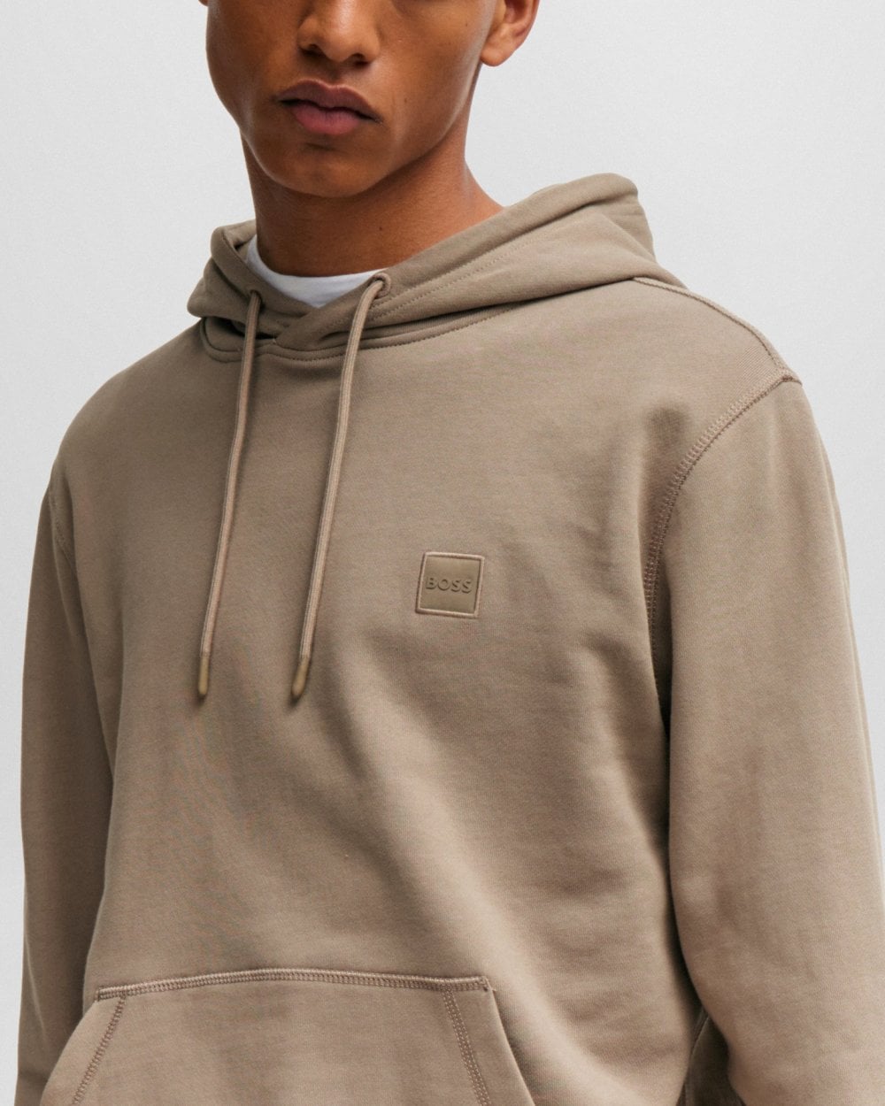 BOSS Orange Wetalk Mens Pullover Hoodie With Logo Patch - Open Brown 246