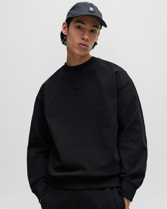 HUGO HUGO Dettil Mens Stretch-Cotton Sweatshirt with Stacked Logo