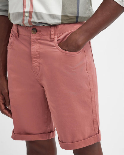Barbour Overdyed Mens Twill Shorts - Pink Clay