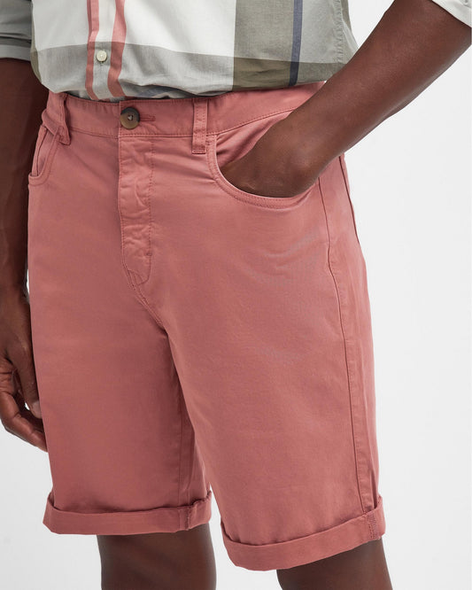 Barbour Overdyed Mens Twill Shorts - Pink Clay