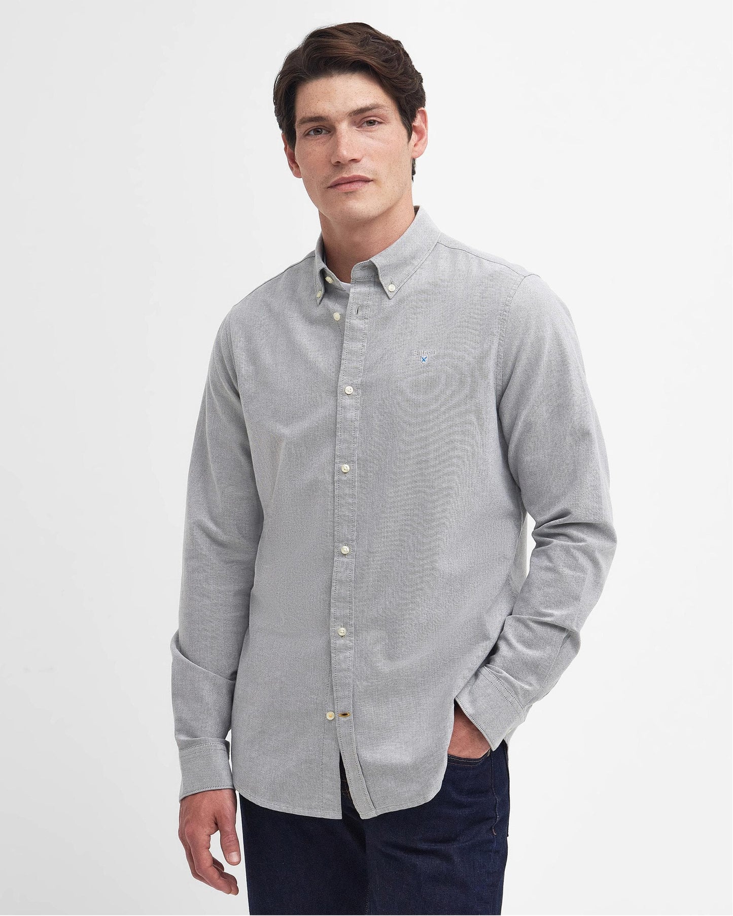 Barbour Oxtown Long Sleeve Mens Tailored Shirt - Pale Sage
