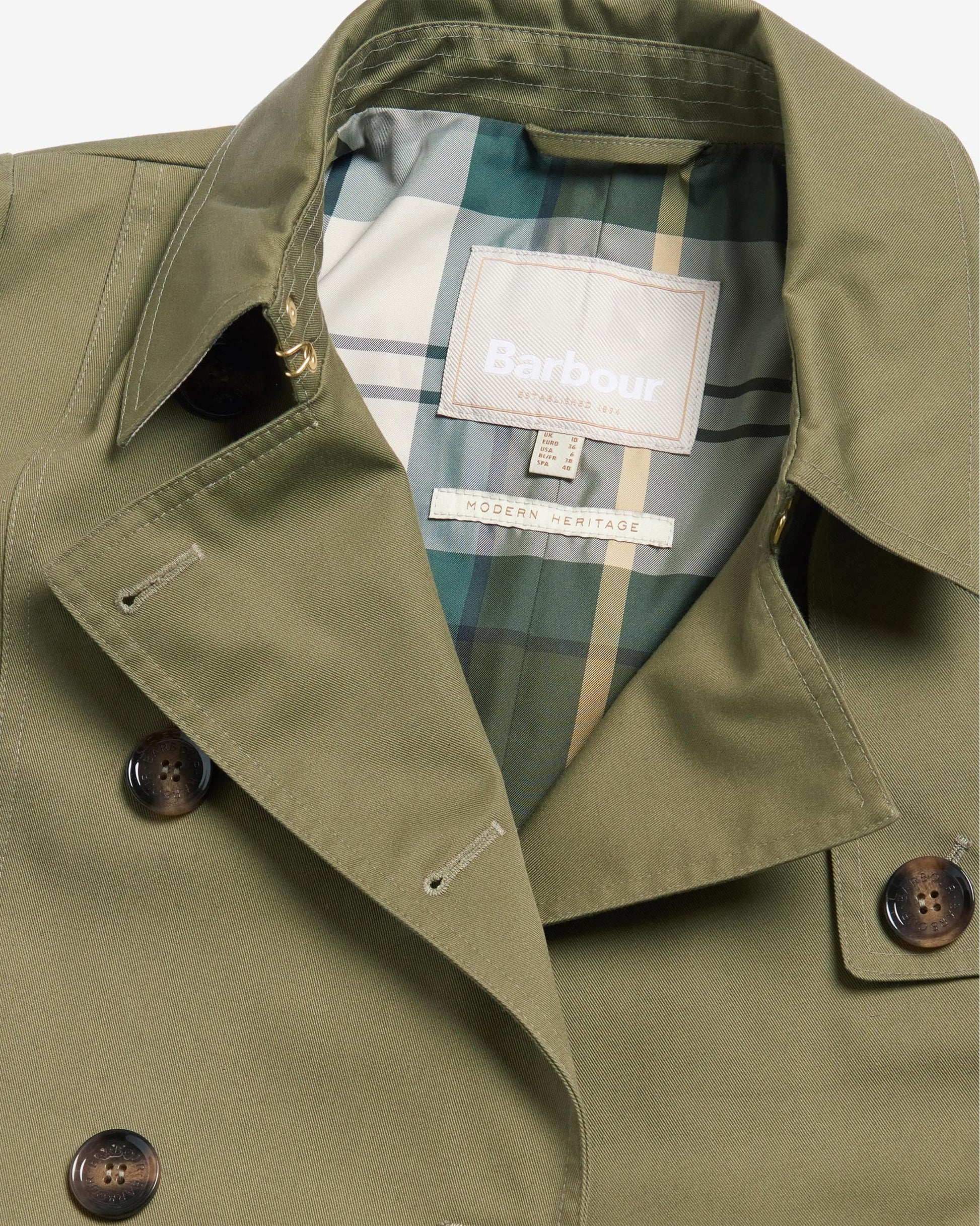 Barbour Short Greta Womens Showerproof Trenchcoat