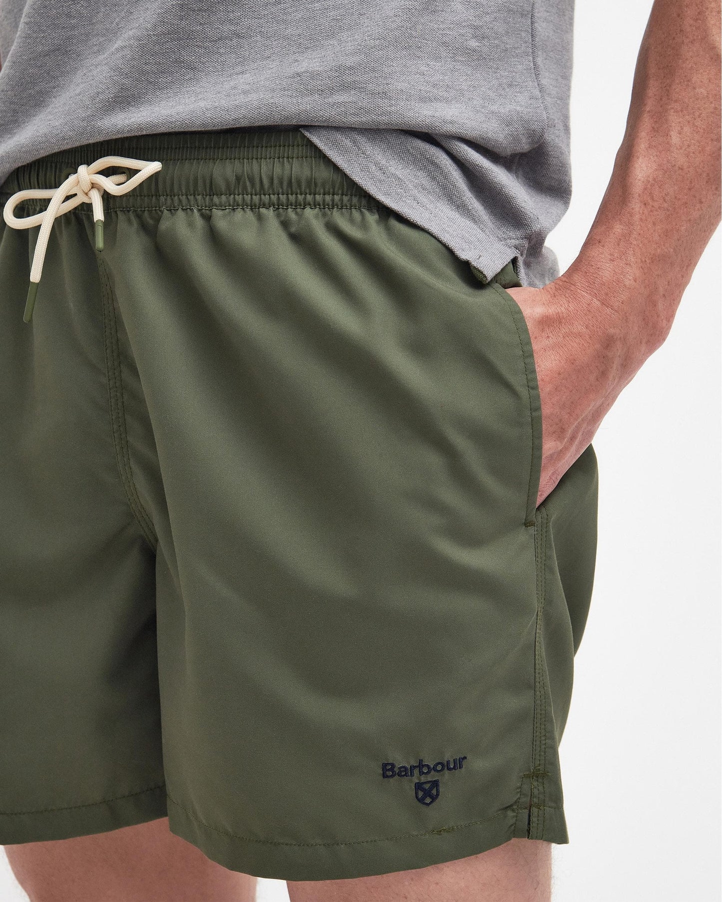 Barbour Staple Logo Mens 5 Swim Shorts - Olive