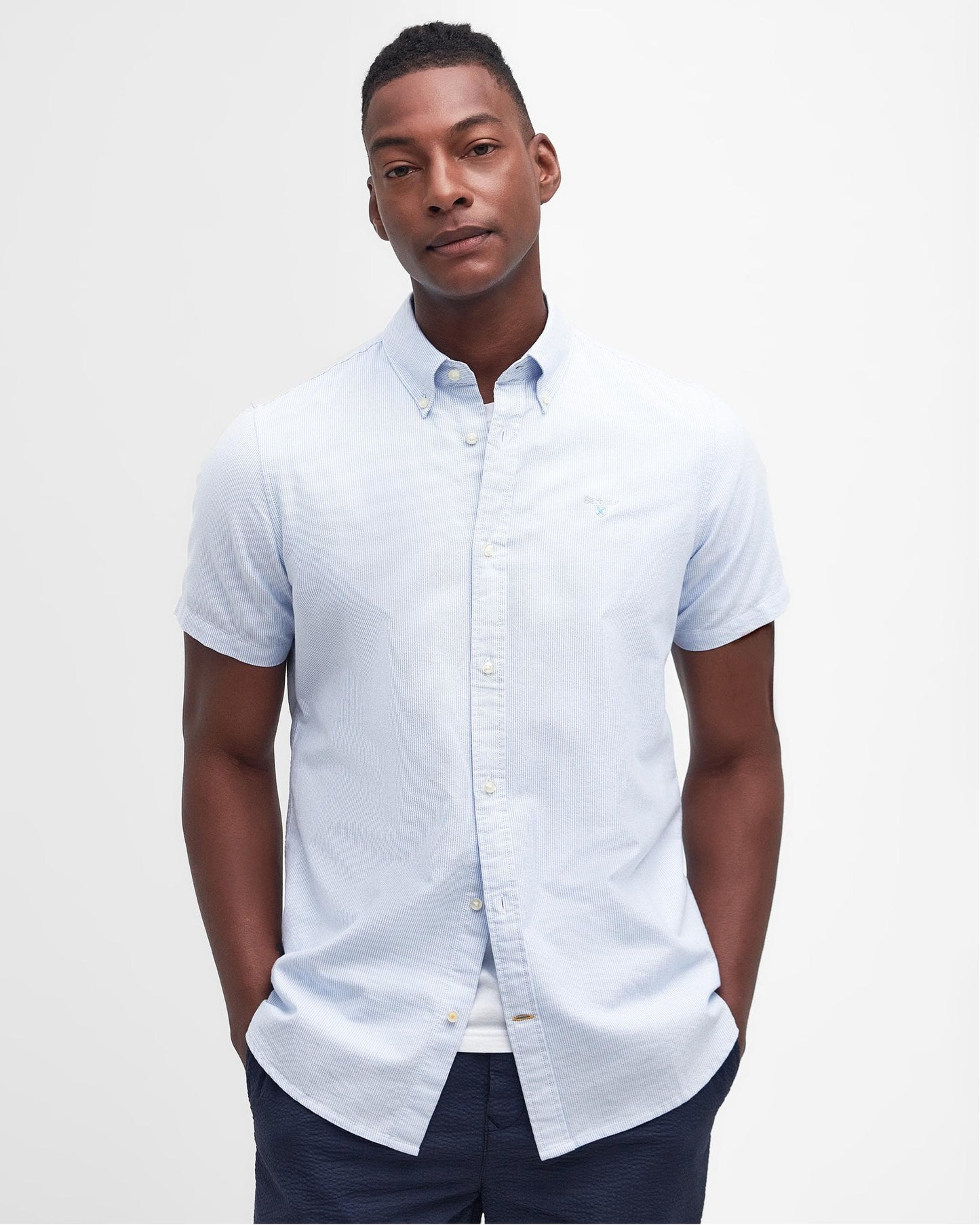 Barbour Striped Oxtown Mens Tailored Shirt - Sky Blue