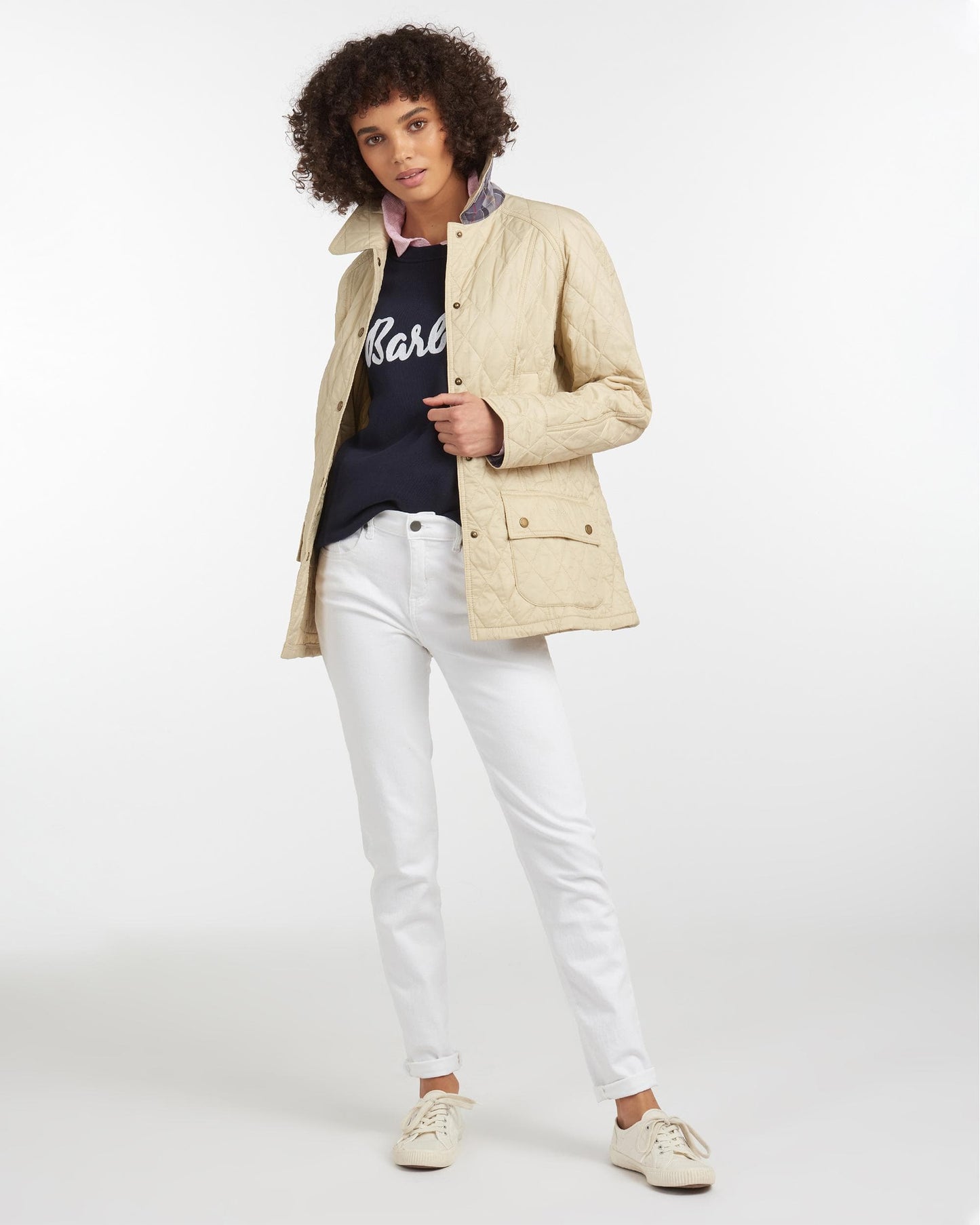 Barbour Summer Beadnell Womens Quilted Jacket - Pearl