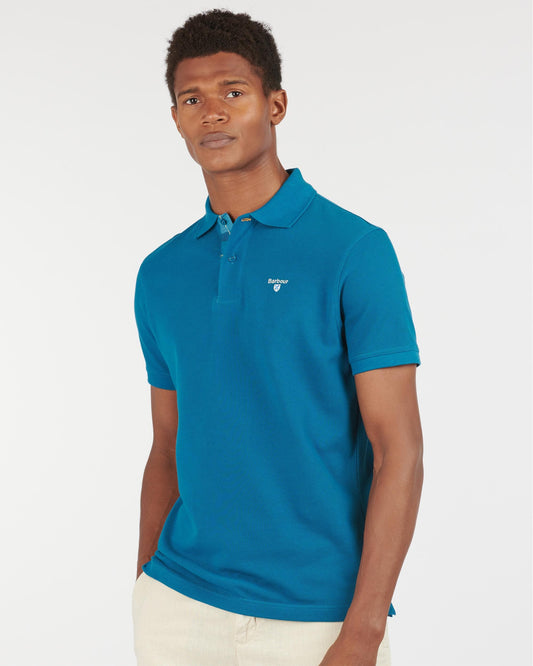 Barbour Tartan Pique Mens Polo - Lyons Blue