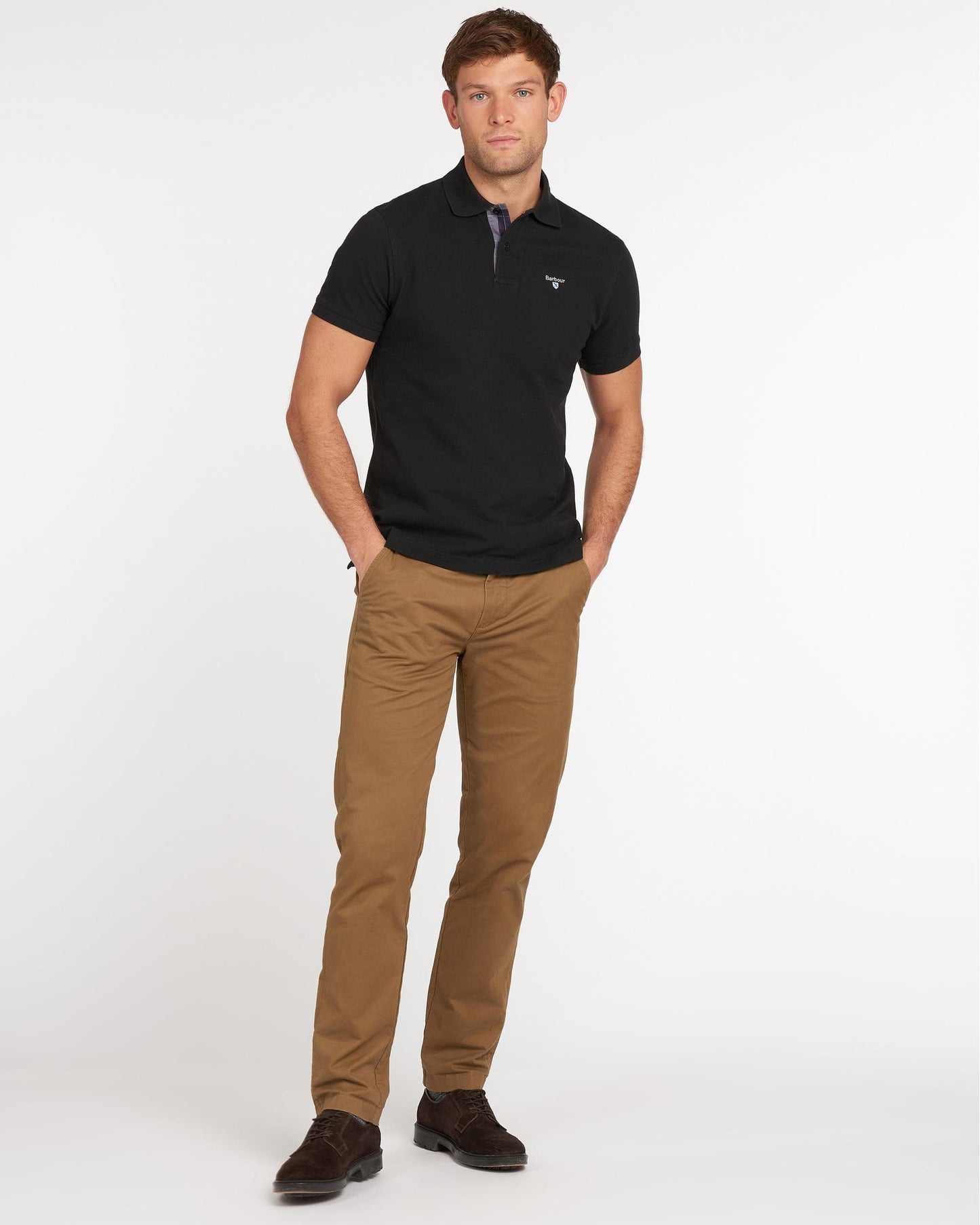 Barbour Tartan Pique Mens Polo S/S 25 - Black/Modern