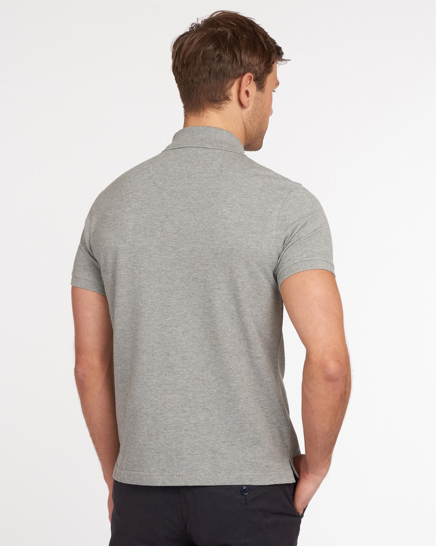Barbour Tartan Pique Mens Polo S/S 25 - Grey Marl