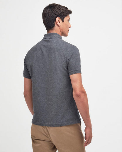 Barbour Tartan Pique Mens Polo S/S 25 - Slate Marl