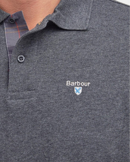 Barbour Tartan Pique Mens Polo S/S 25 - Slate Marl