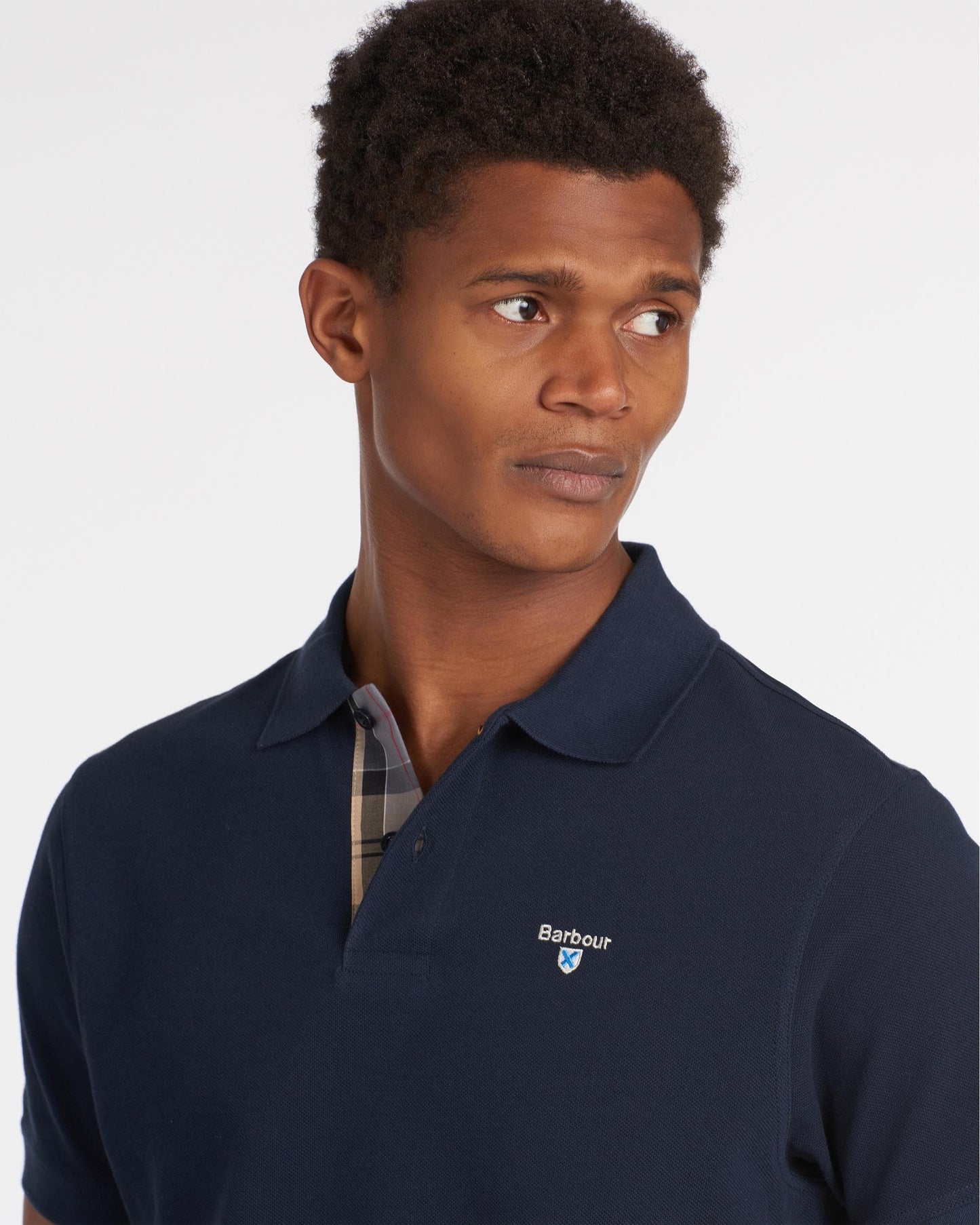 Barbour Tartan Pique Mens Polo S/S 25 - New Navy