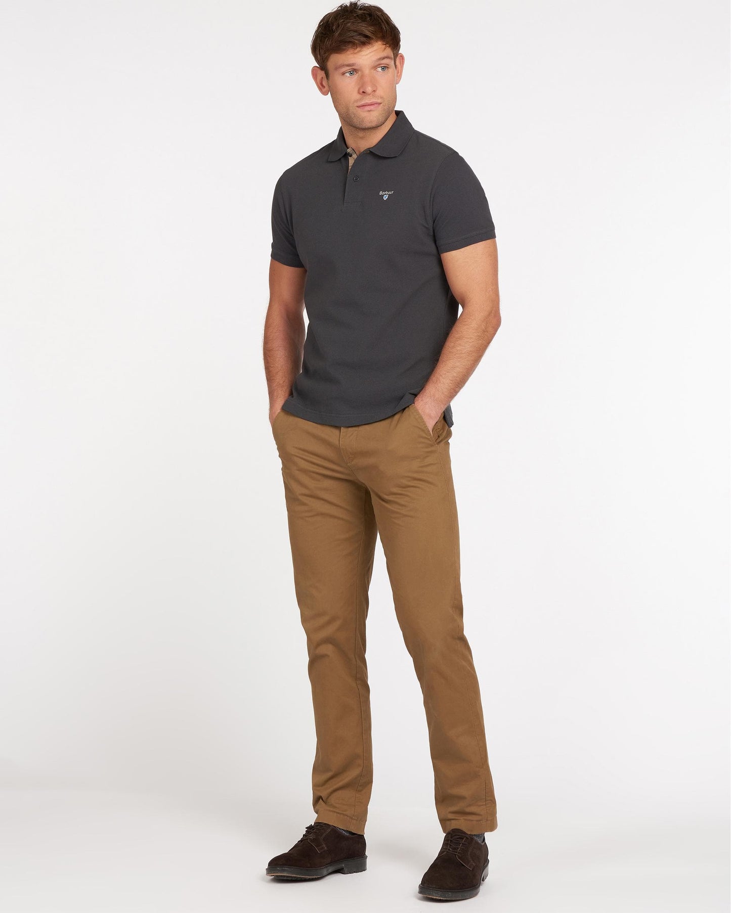 Barbour Tartan Pique Mens Polo S/S 25 - Navy/Dress
