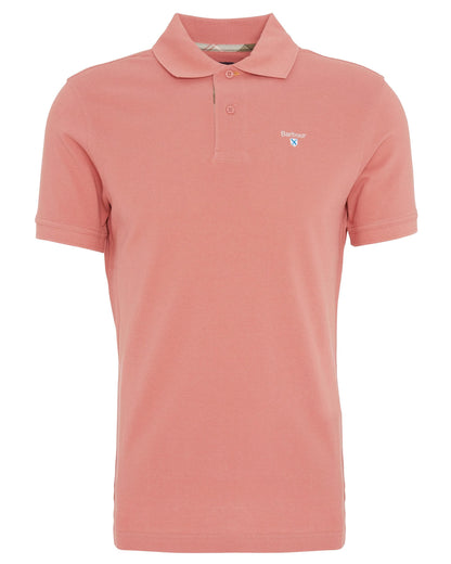 Barbour Tartan Pique Mens Polo S/S 25 - Pink Clay