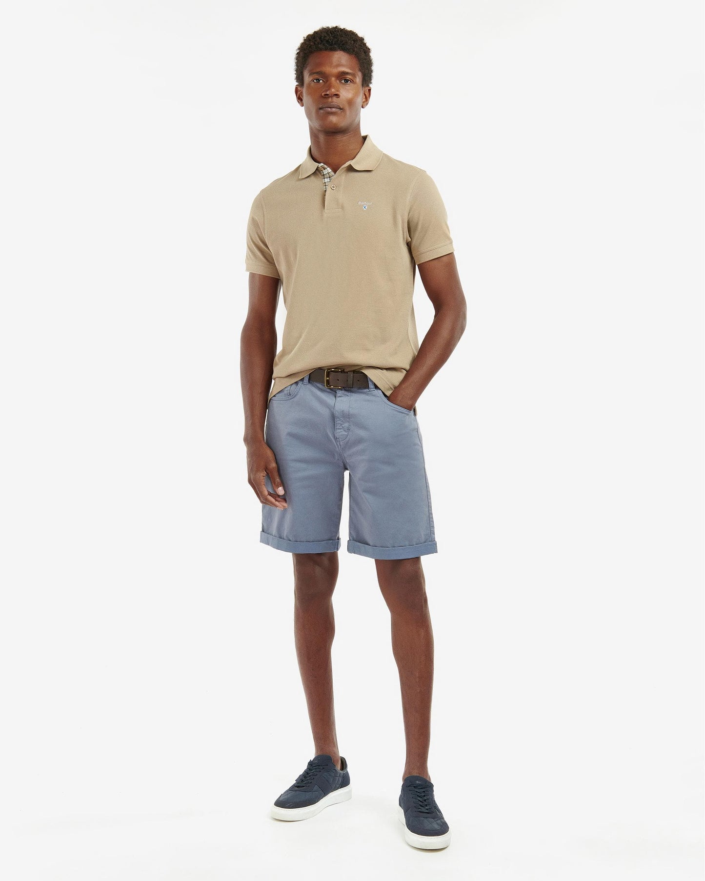 Barbour Tartan Pique Mens Polo S/S 25 - Washed Stone