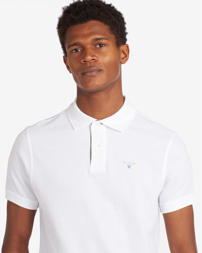 Barbour Tartan Pique Mens Polo S/S 25 - White/Dress