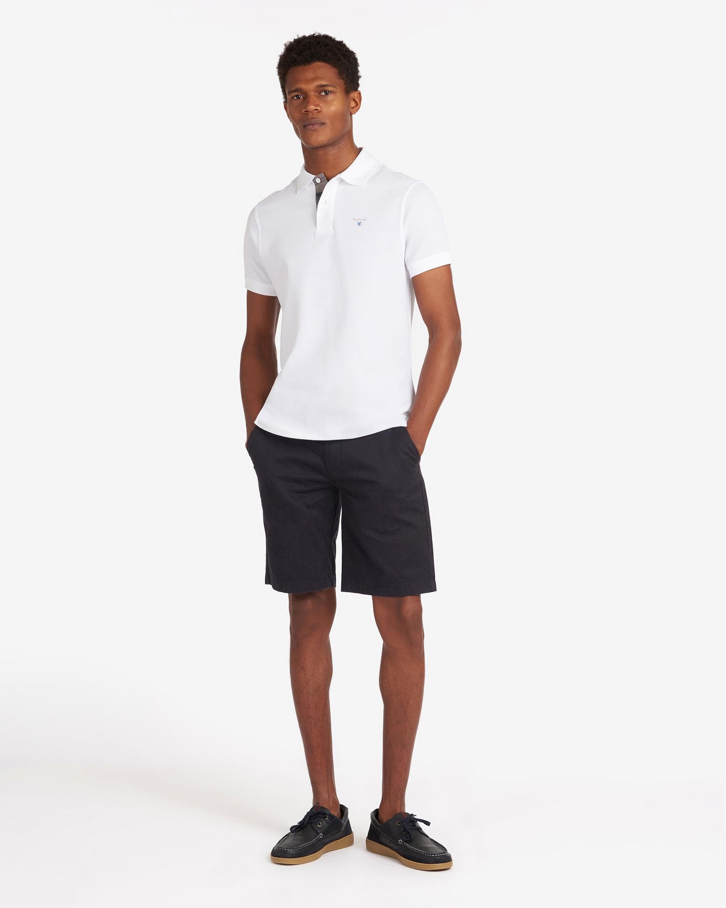 Barbour Tartan Pique Mens Polo S/S 25 - White/Dress
