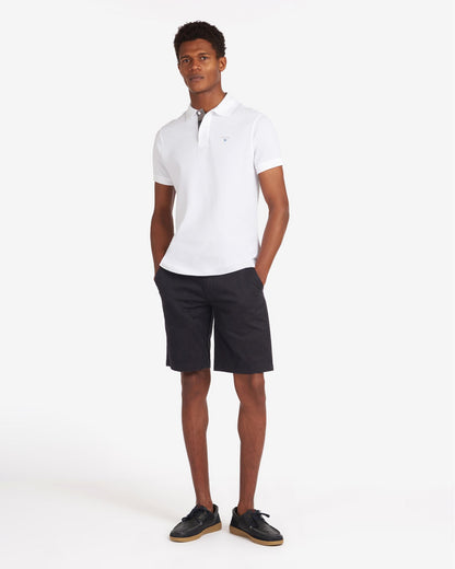 Barbour Tartan Pique Mens Polo S/S 25 - White/Dress
