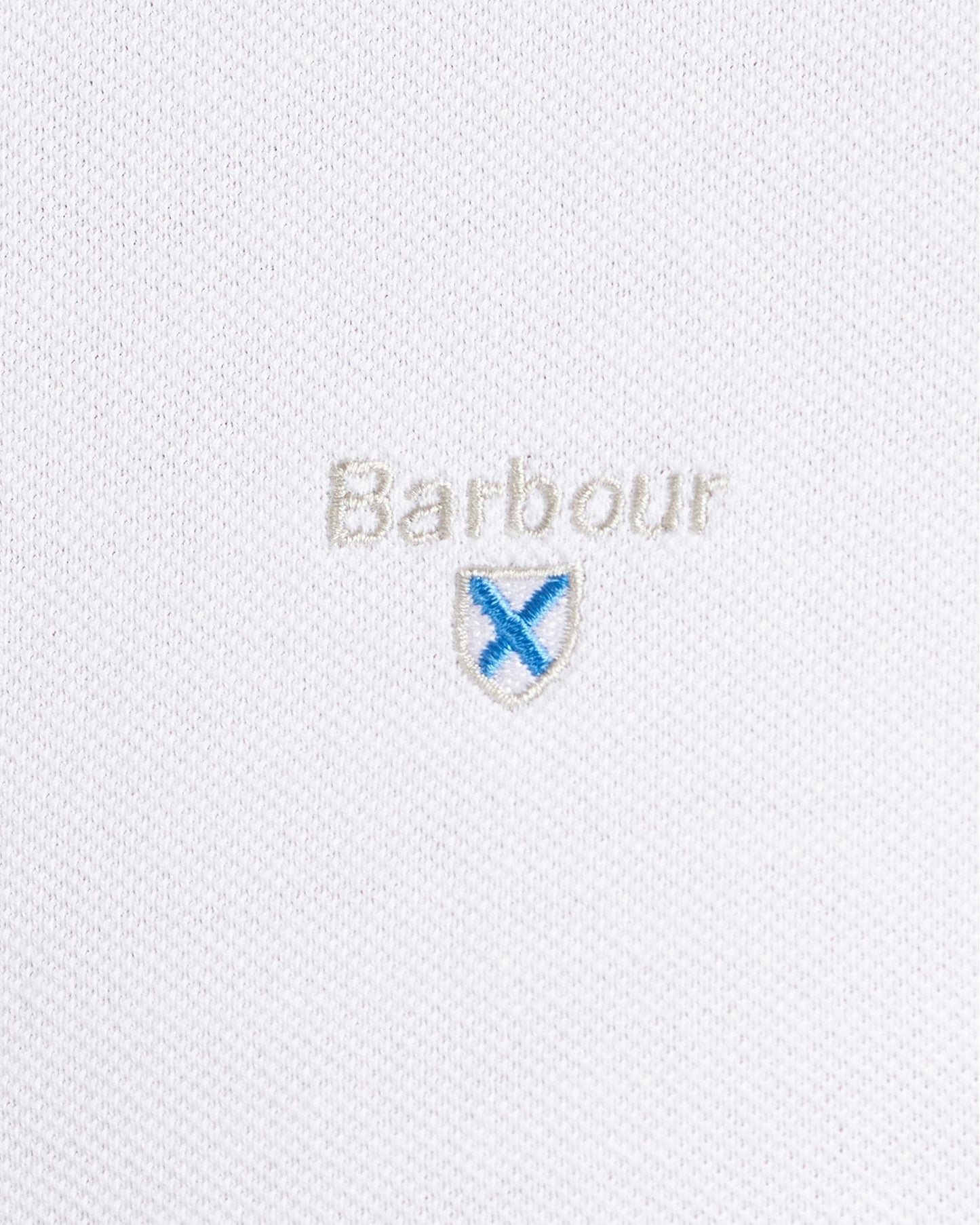 Barbour Tartan Pique Mens Polo S/S 25 - White/Dress