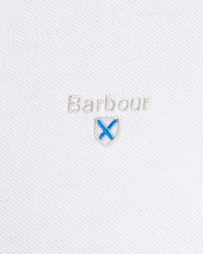 Barbour Tartan Pique Mens Polo S/S 25 - White/Dress