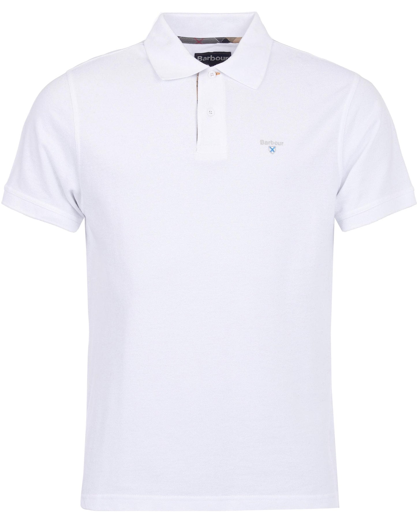 Barbour Tartan Pique Mens Polo S/S 25 - White/Dress