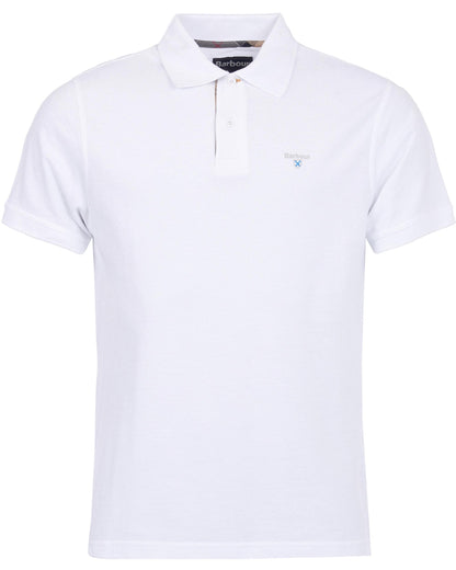Barbour Tartan Pique Mens Polo S/S 25 - White/Dress
