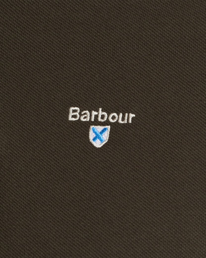 Barbour Tartan Pique Mens Polo - Forest Green