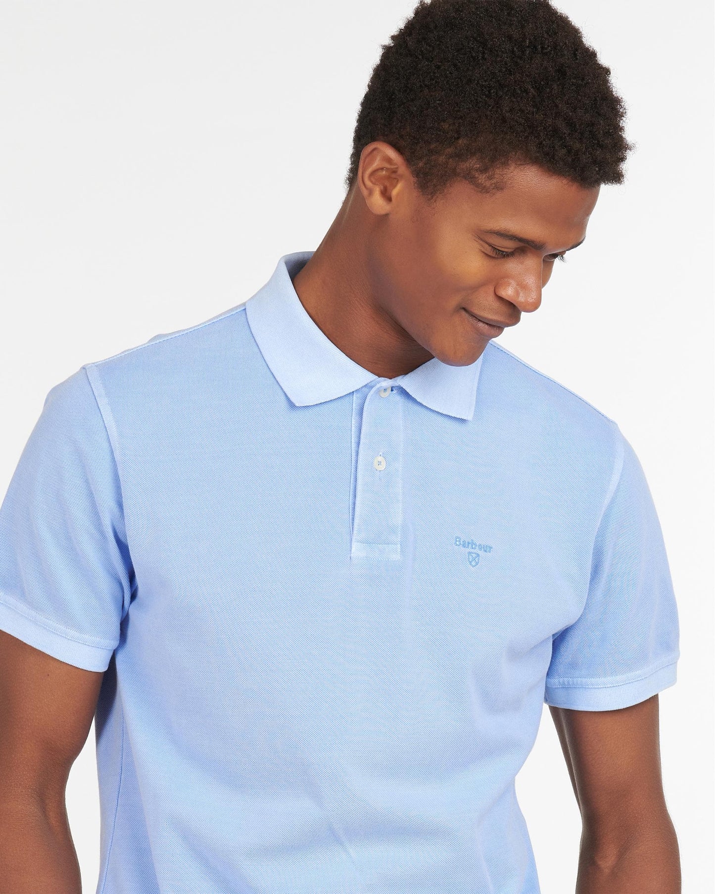 Barbour Wash Sports Mens Polo Shirt - Sky