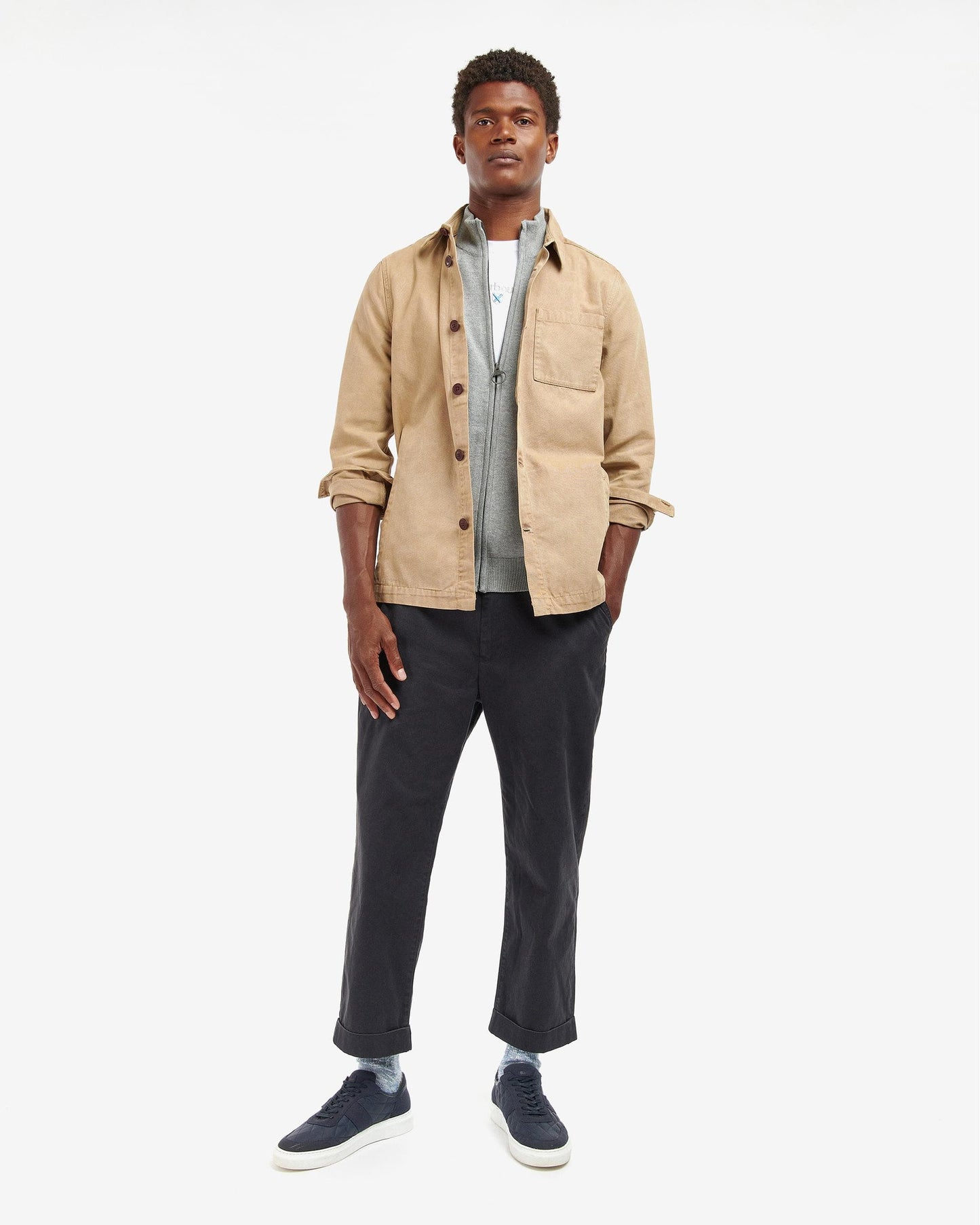 Barbour Washed Mens Overshirt - Washed Stone