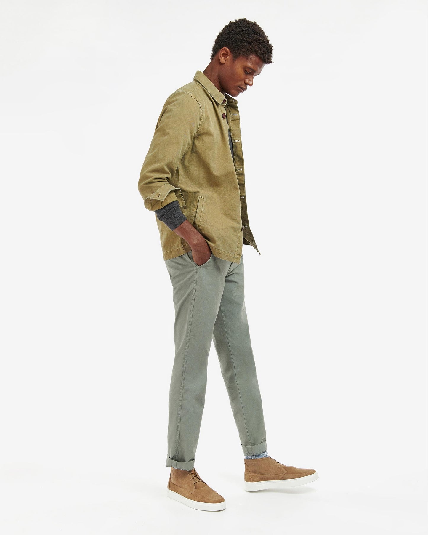 Barbour Washed Mens Overshirt - Bleached Olive