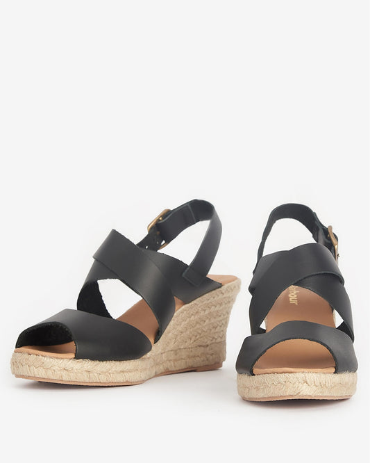 Barbour Yolanda Womens Wedge Espadrilles - Black