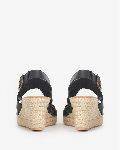Barbour Yolanda Womens Wedge Espadrilles - Black