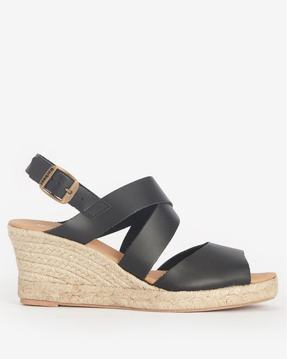 Barbour Yolanda Womens Wedge Espadrilles - Black